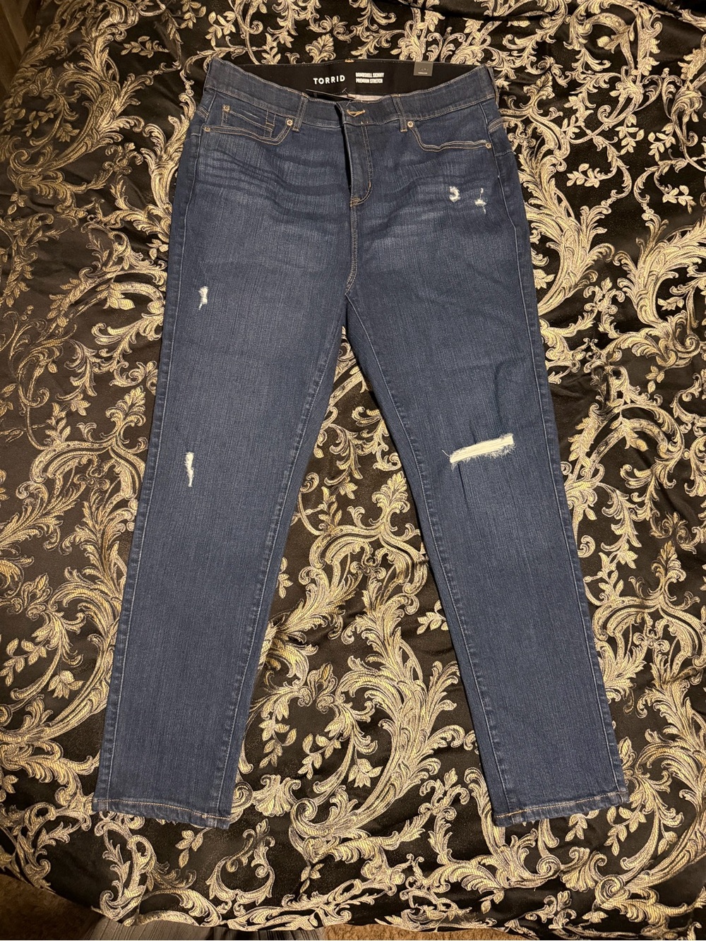 torrid Indigo Mid-Rise Distressed Skinny Jeans